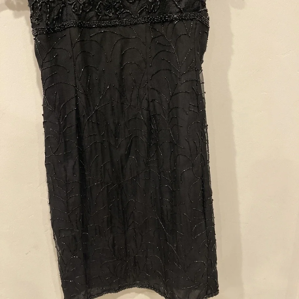 VTG B2 & US Beaded Silk Dress Sz M Black‎ Sequin Cocktail Glam Repair AS IS - Picture 4 of 12